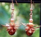 Copper Metal & Pearl Earrings
