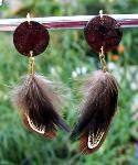 Sold Dark Brown Feather Earrings
