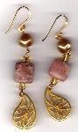 Rhodonite Gold Leaf earrings