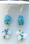 Sold  Aqua Millefore & Crackle Glass Earrings