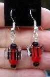 Red & Black Furnice Glass Earrings