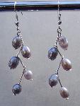 Sold Grey Freshwater Oval Pearls & Silver Drop Earrings