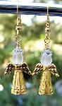 Sold Swarovski Crystal & Gold Metal Angel Earrings