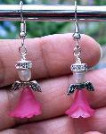 Sold  Swarovski Crystal & Pink Acrylic Angel Earrings