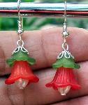 Sold Christmas Red & Green Acrylic Flower Earrings