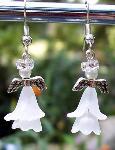 Sold   Swarovski Crystal & White Acrylic Angel Earrings