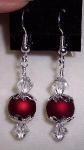 Swarovski Crystal with Red Balls & Silver Ornament Earrings