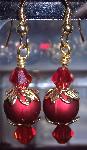 Swarovski Ruby Crystals & Gold Ornament Earrings