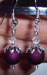 Swarovski Crystal with Purple Balls 7 silver Ornament Earrings