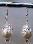 Champagne Glass Pearls with Swarovski Crystals & Silver Earrings