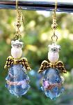 Sold Swarovski Crystal & Blue Lampwork Glass Angel Earrings