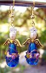 Swarovski Crystal & Blue Lampwork Glass Angel Earrings