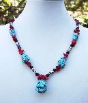 Turquoise Coral & Silver Necklace