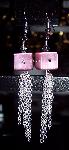 Pink Cubes Chain Earrings