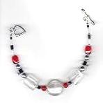 REd Black & White Foiled Glass Bracelet