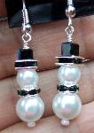Sold  Swarovski Crystal & White Pearl Snowmen Earrings